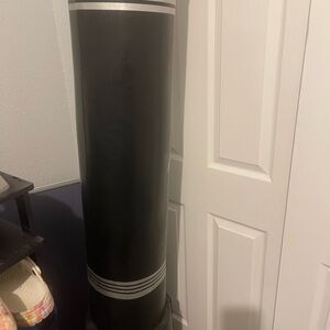 Black Punching Bag with White Stripes